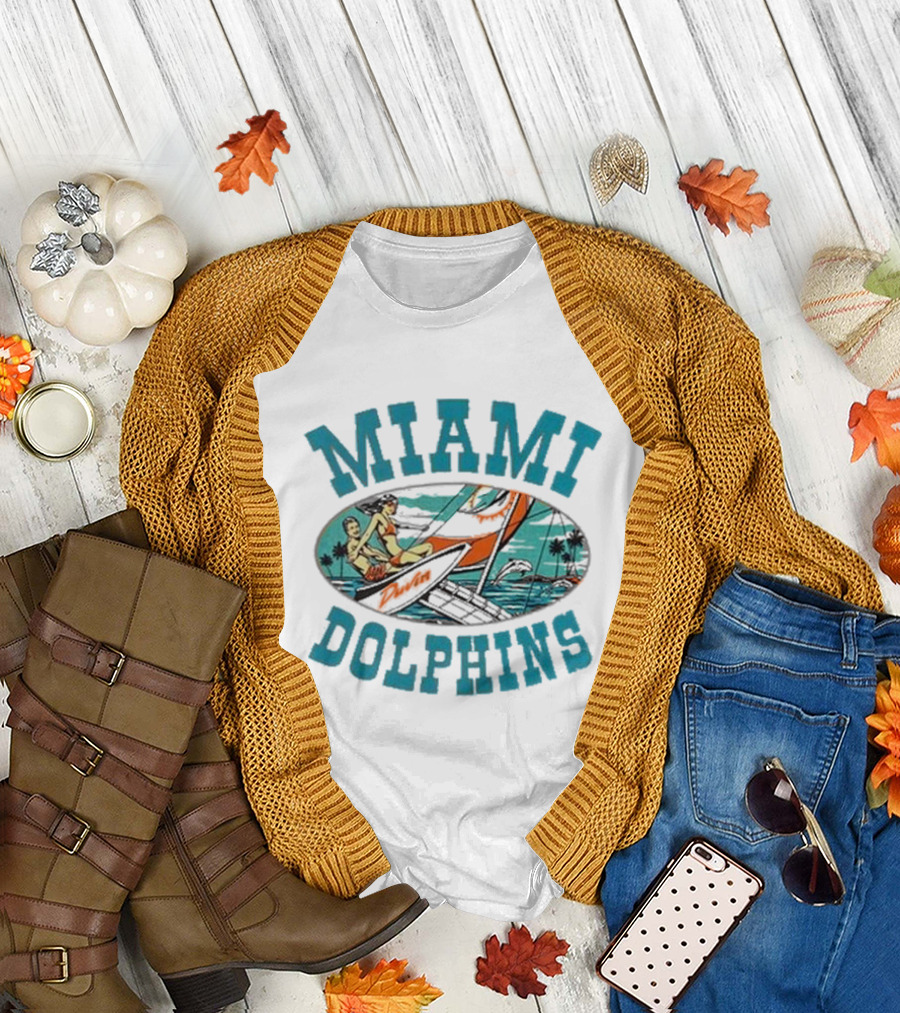 Miami Dolphins Sailing Adventure Retro Vibes T-Shirt