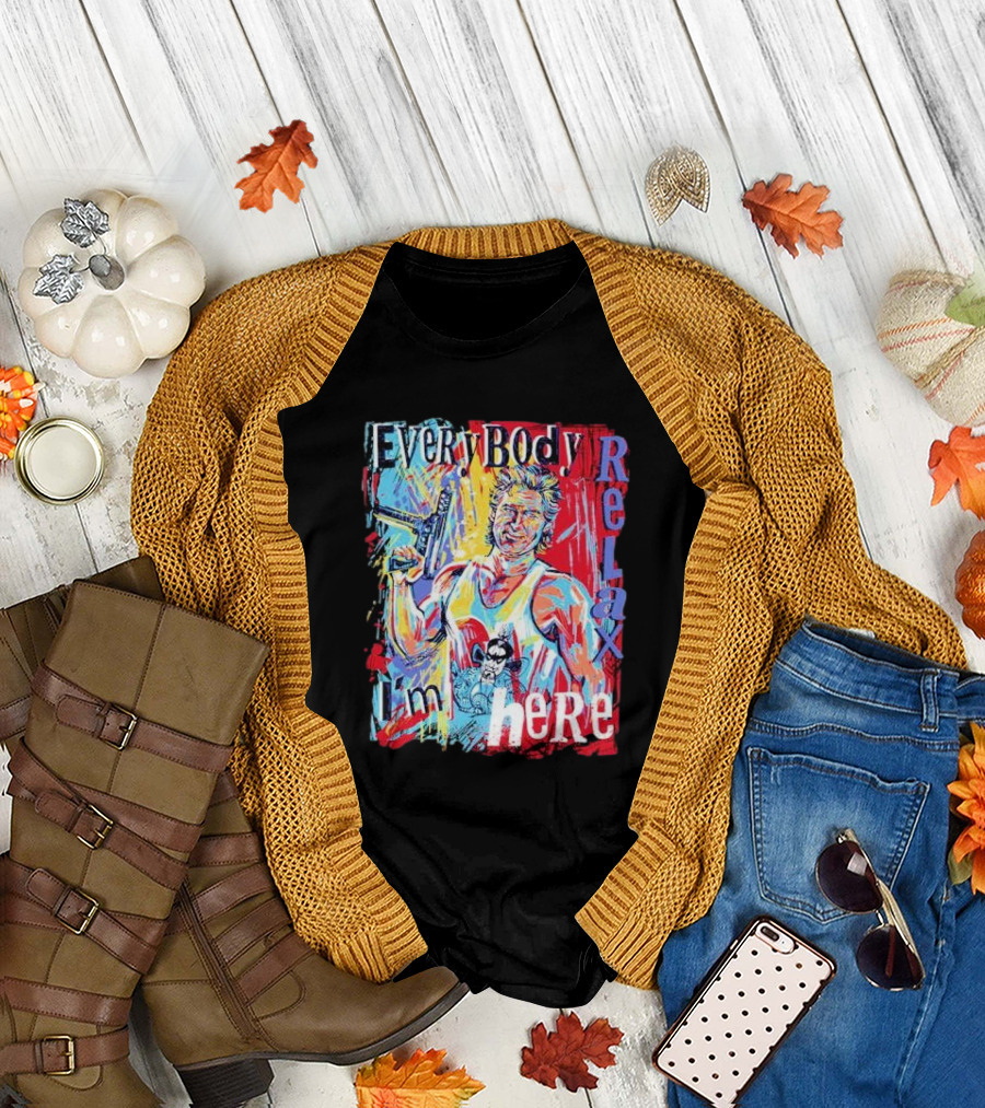 Everybody Relax I’m Here Painting with Gun and Vibrant Colors T-Shirt