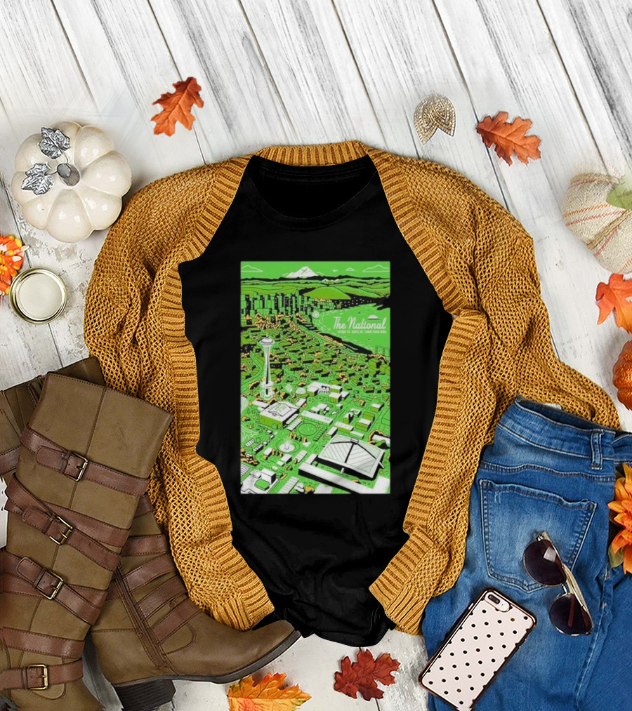 The National Oct 01 2024 Tour Climate Pledge Arena Seattle Skyline Scene T-Shirt