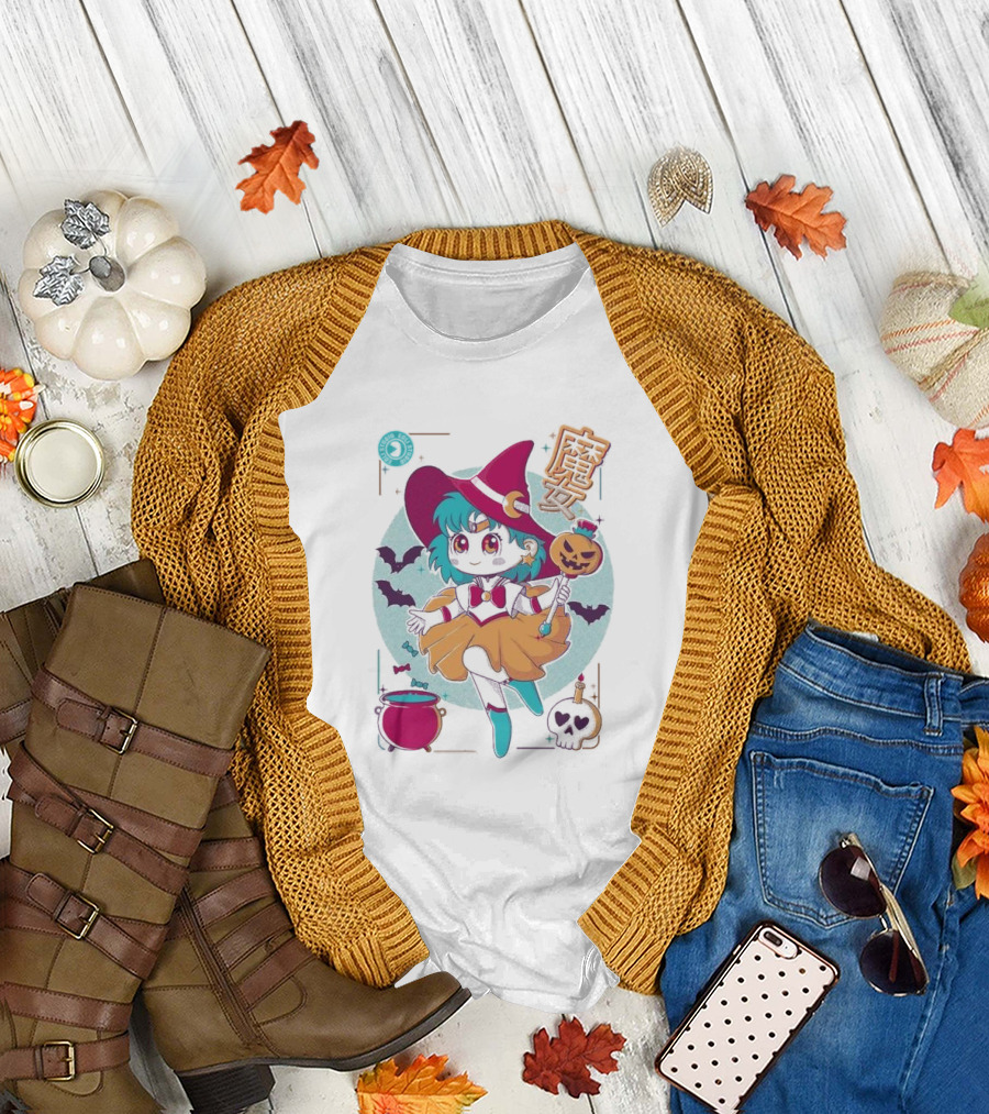 Moon Magic Eoli Studio Witch Halloween Bat Pumpkin Cauldron T-Shirt