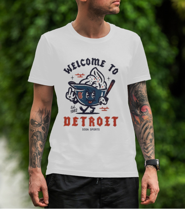 Welcome To Est 1882 Detroit Ice Cream Baseball Soda Sports T-Shirt