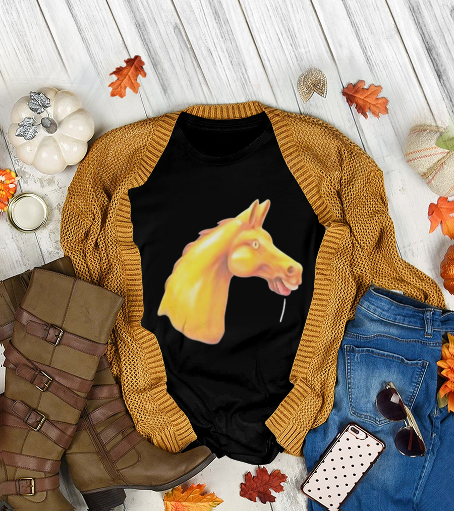 Andrew Garfield Horse What's The Rush Black Shirt Colorful Horse Head T-Shirt