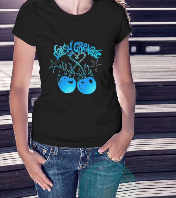 Daisy Grenade Flaming Cherries Heart Stars Hot Topic T-Shirt