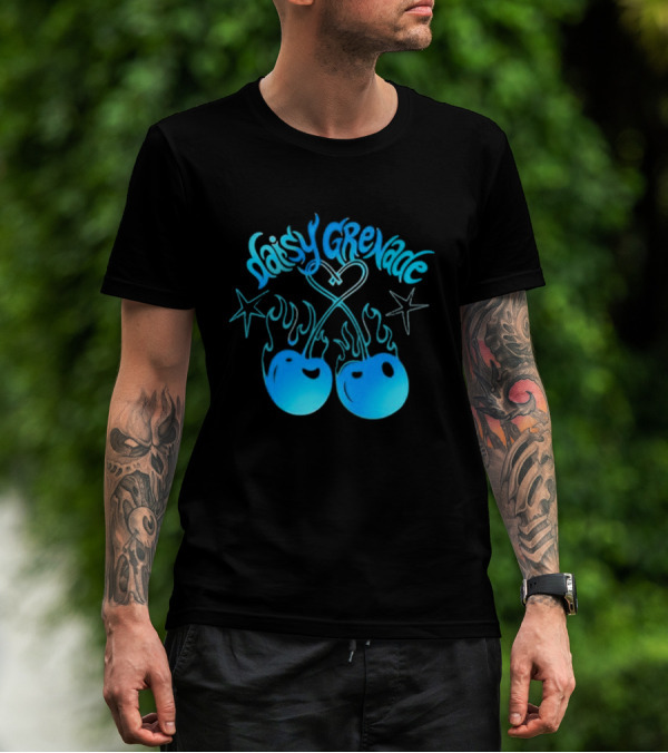 Daisy Grenade Flaming Cherries Heart Stars Hot Topic T-Shirt