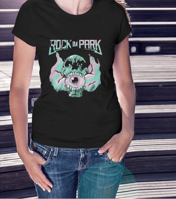 Rock Im Park Smoke Skull Flaming Eyeball T-Shirt
