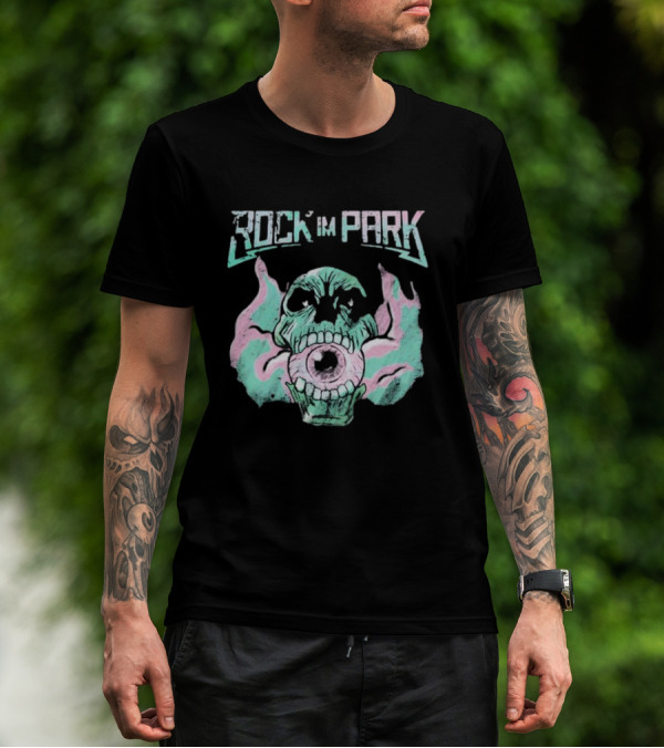 Rock Im Park Smoke Skull Flaming Eyeball T-Shirt