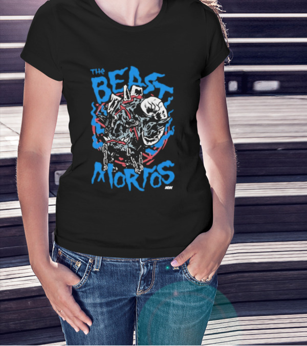 The Beast Mortos Skull Chains Inferno Blue Red Graphic ABN T-Shirt