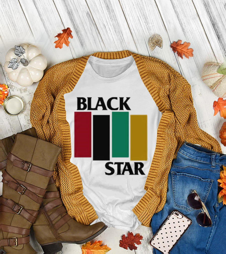 Black Star Flag Red Black Green Gold Vertical Bars T-Shirt