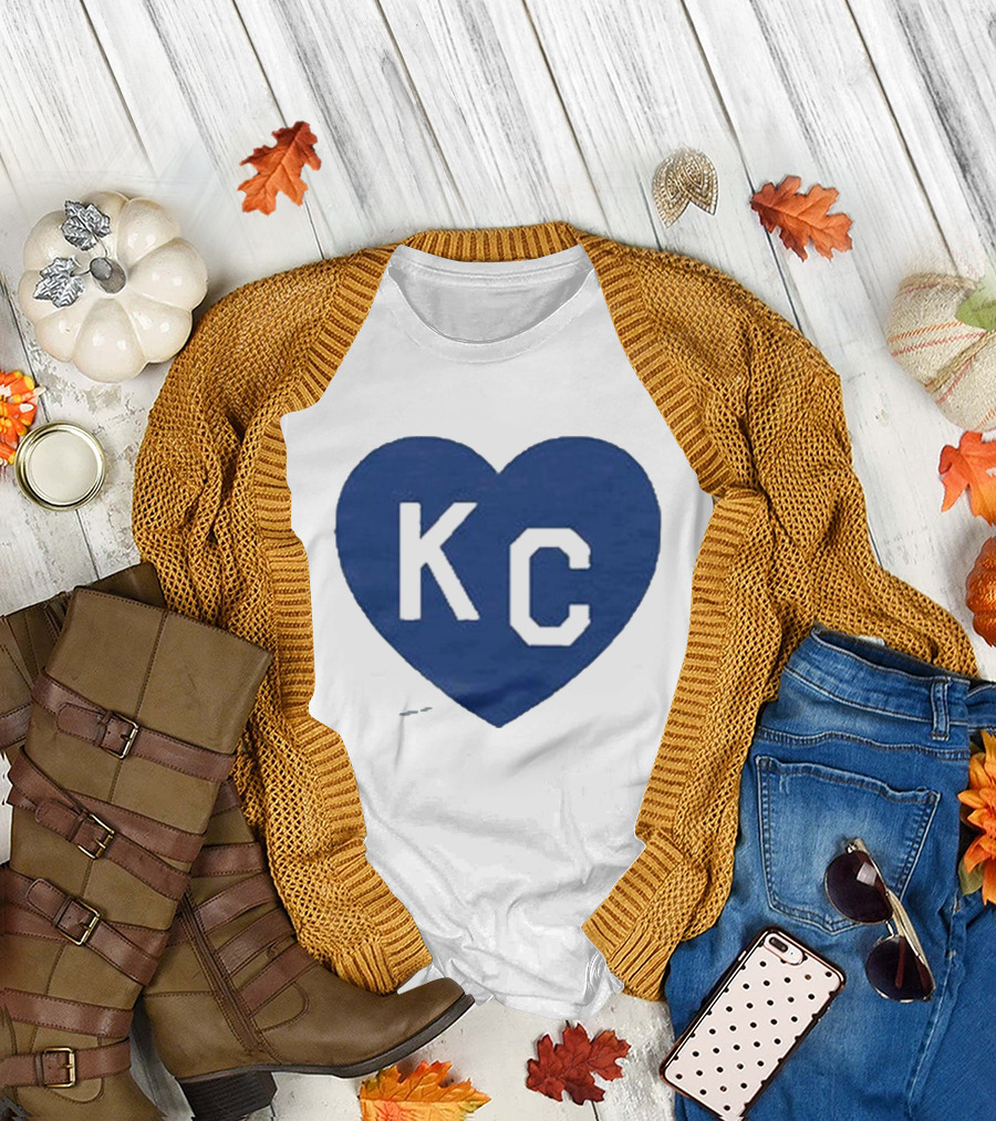 KC Heart Powder Blue Navy T-Shirt