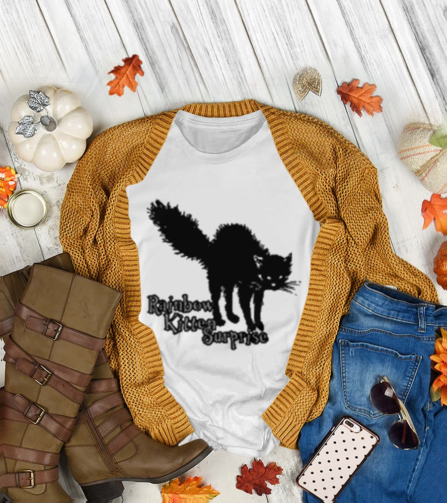 Rainbow Kitten Surprise Ghoul Halloween Black Cat T-Shirt