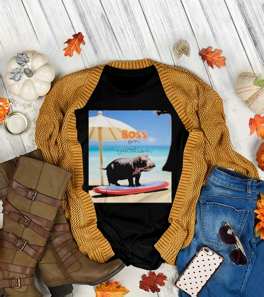 Boss On Vacation Hippo Beach Fun Series Summer T-Shirt