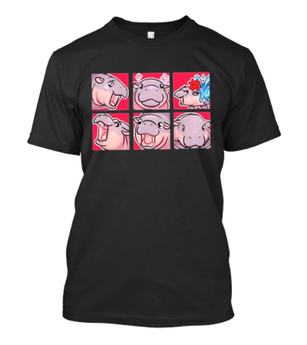Moo Deng Baby Pygmy Hippo Faces T-Shirt
