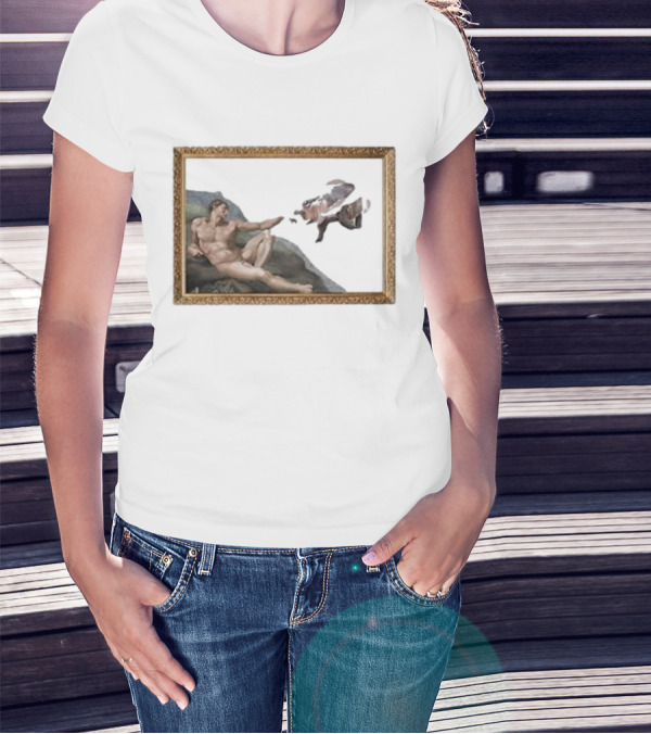 Michelangelo Moo Deng Creation Parody Vintage Frame T-Shirt