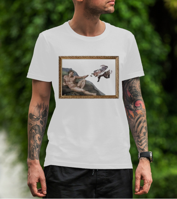 Michelangelo Moo Deng Creation Parody Vintage Frame T-Shirt