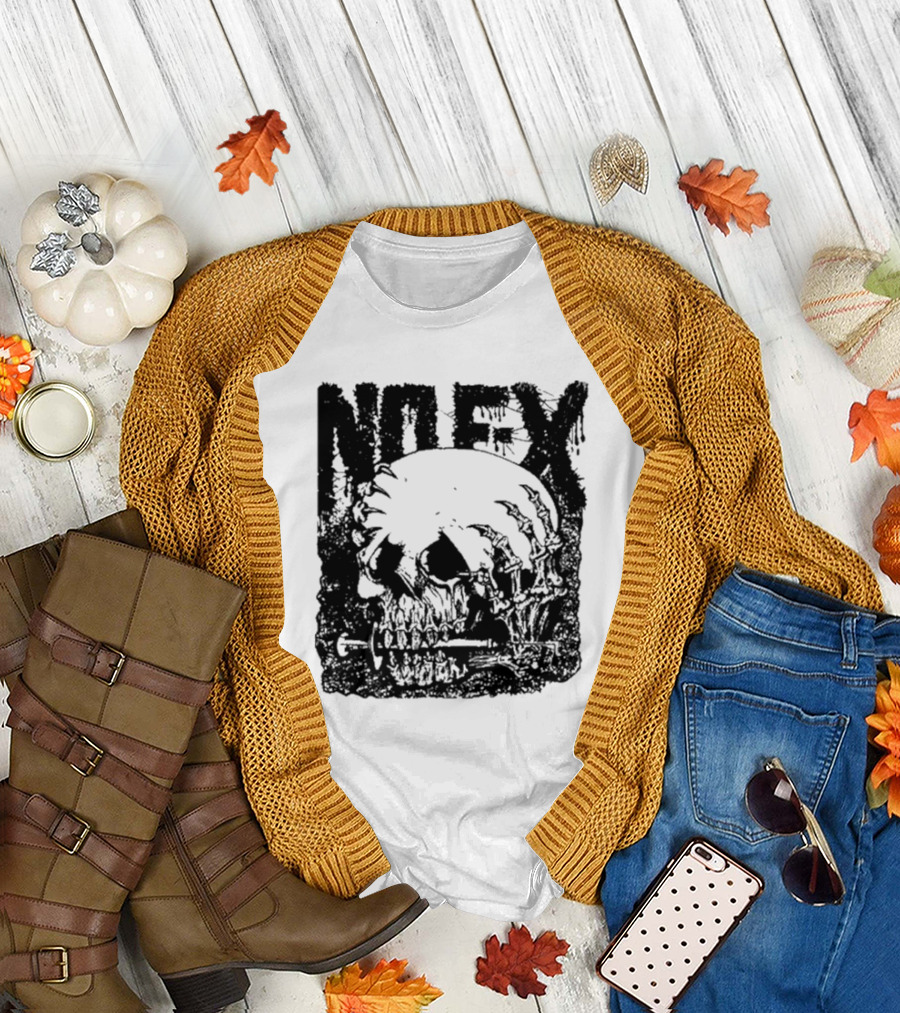 NOFX OG Skull with Skeleton Hand and Screwdriver T-Shirt