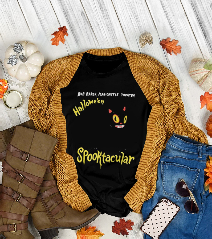 Bob Baker Marionette Theater Halloween Spooktacular Black Cat T-Shirt