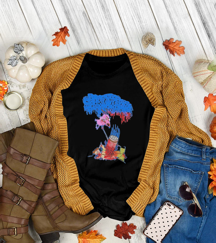 Moribund Art Sanguisugabogg Stupid Dog Psychedelic Cartoon Chaos T-Shirt