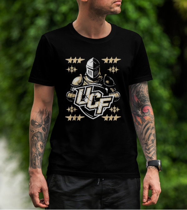 UCF Knight Armor Vintage Lettering Distressed Stars T-Shirt