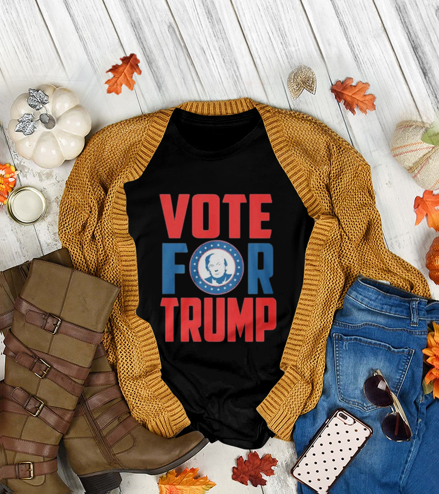 Vote For Trump 2024 Red White and Blue Stars Circle T-Shirt