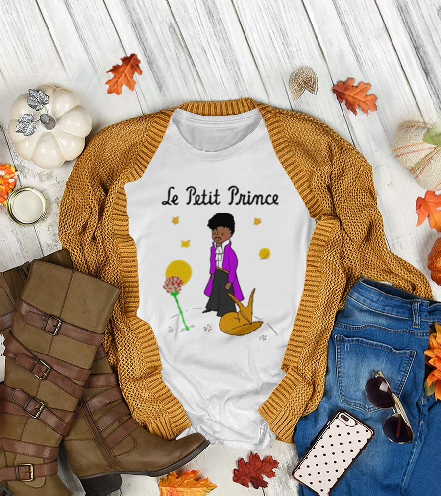 Le Petit Prince Purple Coat Fox and Rose Stars T-Shirt