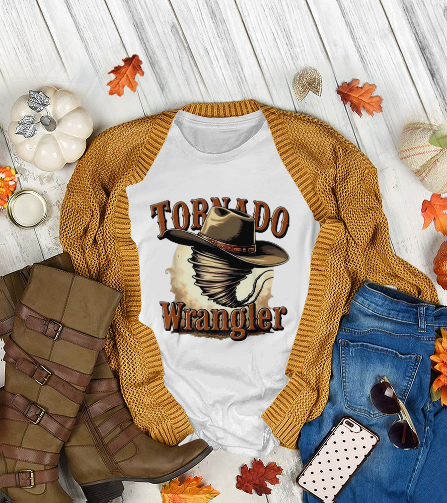 Tornado Wrangler Cowboy Hat twister T-Shirt
