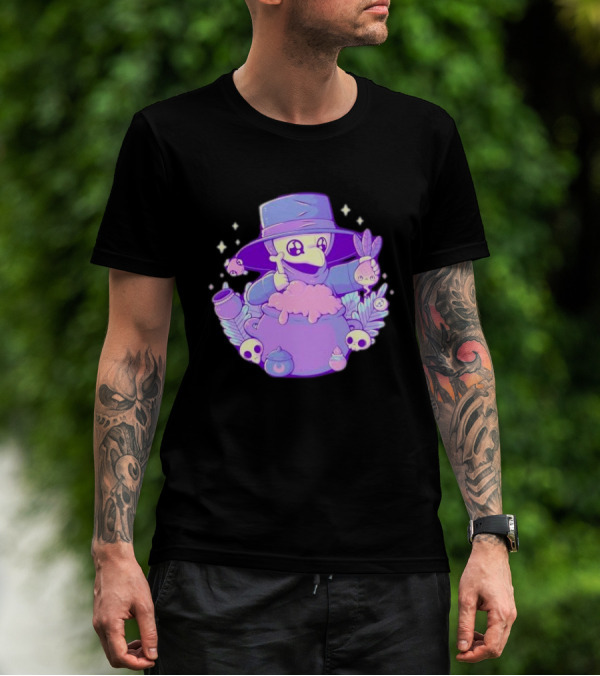 Cute Kawaii Plague Doctor With Potion Cauldron And Skulls T-Shirt