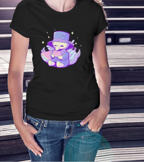 Plague Doctor Eating Watermelon Cute Kawaii T-Shirt