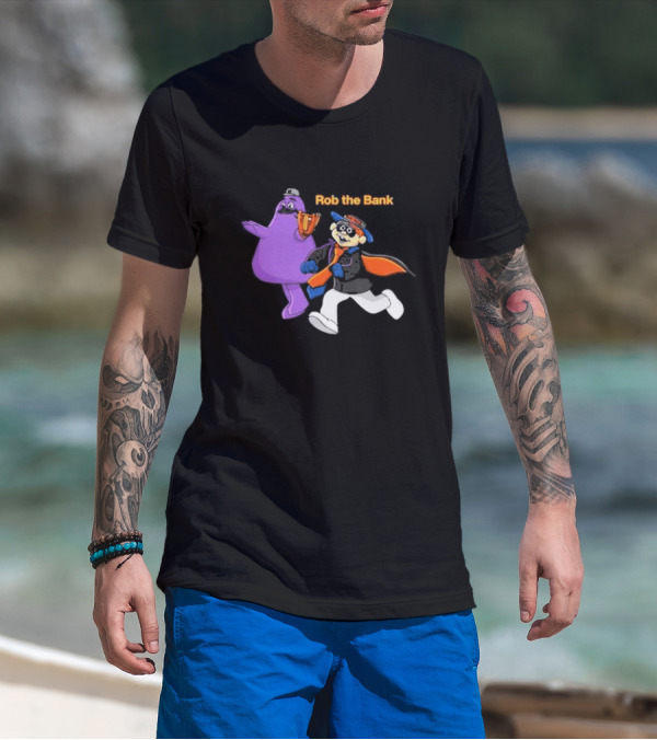 Grimace Monster Accompanies Rob The Bank Heist With Classic Burglar Image T-Shirt