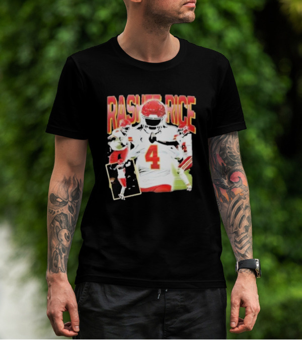 Rashee Rice Football Action 4 Red And White Uniform T-Shirt