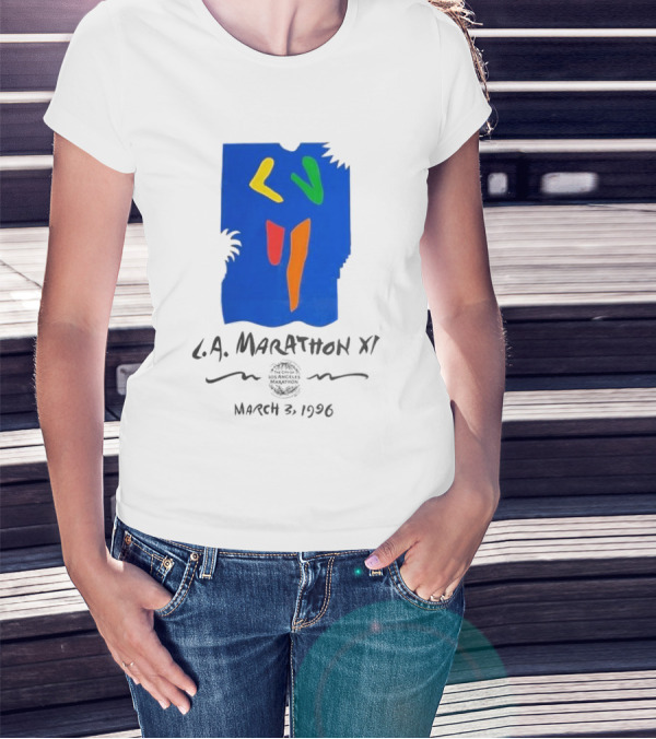L.A. Marathon XI March 3, 1996 Los Angeles Marathon 90s Race Racer Comfort T-Shirt