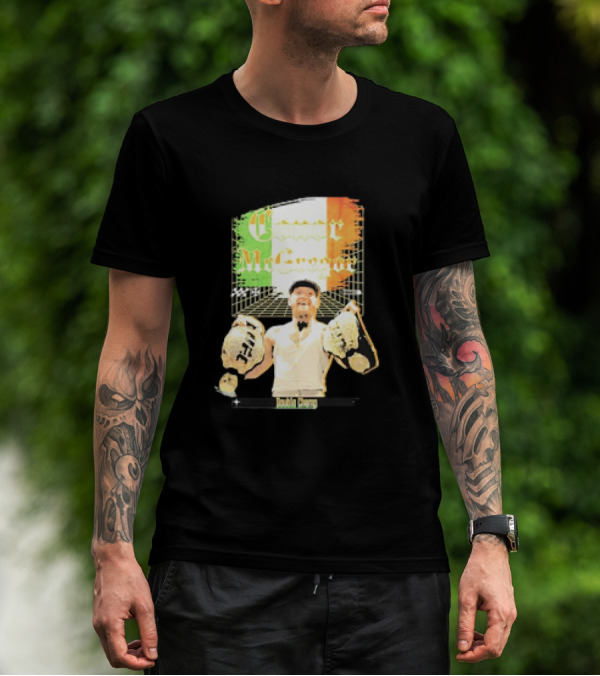 Conor McGregor Double Champ UFC Belt Irish Flag T-Shirt