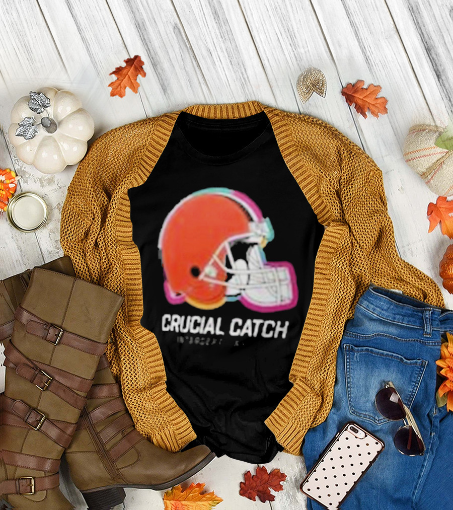 Browns Crucial Catch Intercept Cancer 2024 Football Helmet T-Shirt