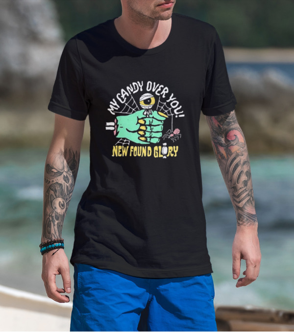 New Found Glory My Candy Over You Spider Web Eyeball Monster Hand T-Shirt