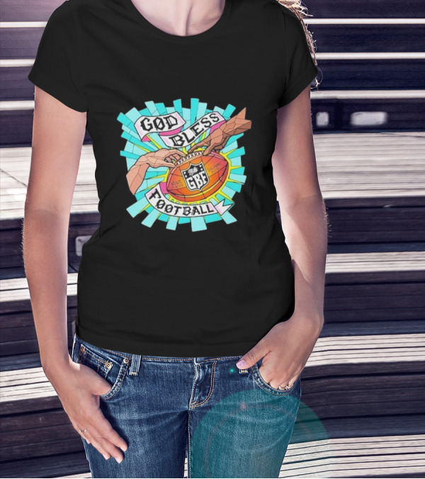 God Bless Football Stained Glass GBF Football Hands Iconic T-Shirt