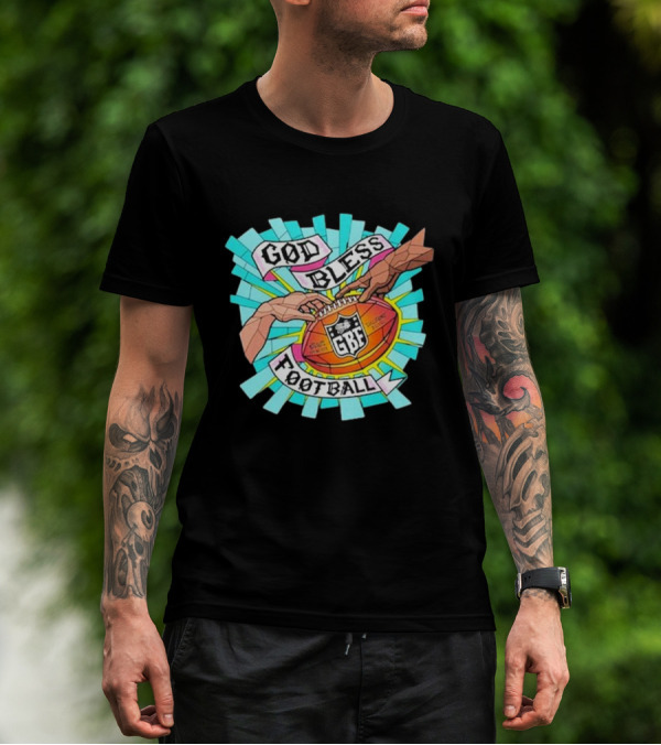 God Bless Football Stained Glass GBF Football Hands Iconic T-Shirt