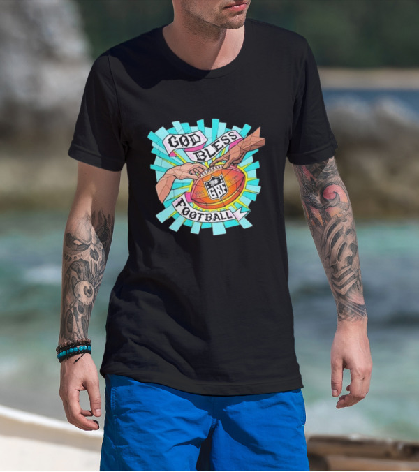God Bless Football Stained Glass GBF Football Hands Iconic T-Shirt