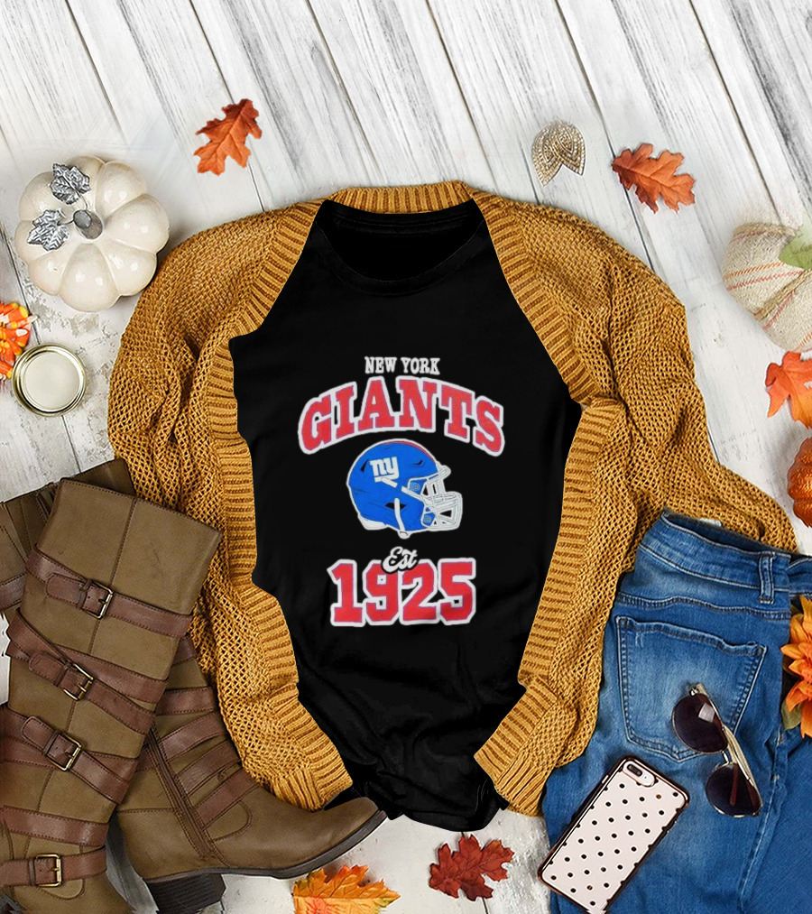 New York Giants Est 1925 Blue Helmet Aleali May Collaboration T-Shirt