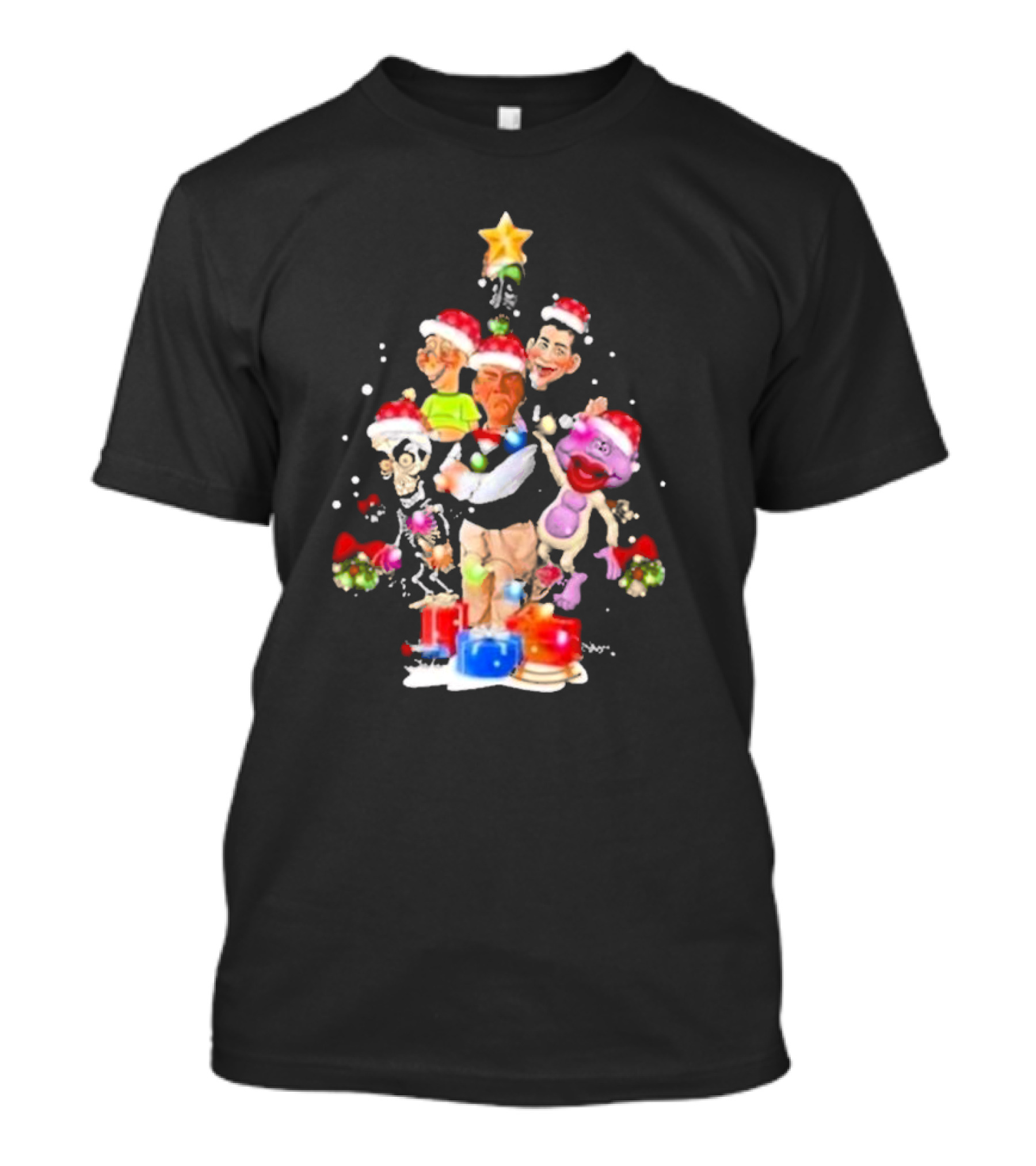 Jeff Dunham Christmas Tree With Characters And Star Holiday T-Shirt
