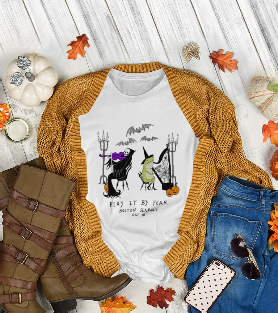 Bill Crisafi Skeleton and Witch Play It By Fear Event Boston Seaport October 18 Halloween T-Shirt