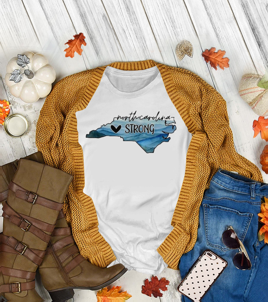 North Carolina Strong Heart Map T-Shirt