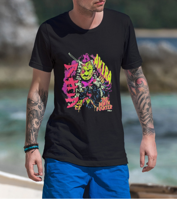 Akira Zombie Samurai Death Fighter In Neon Colors T-Shirt