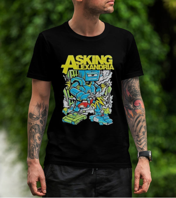Asking Alexandria Killer Robot Blue And Green Electric Mech T-Shirt