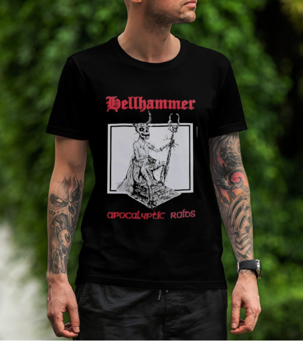 Hellhammer Apocalyptic Raids Horned Figure With Runes T-Shirt