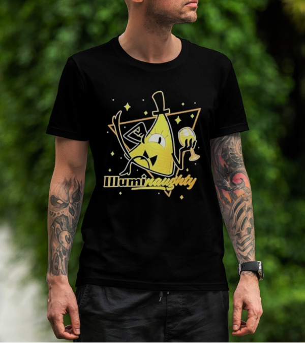 Illuminati Illuminaughty Triangle Cartoon With Wine Glass T-Shirt