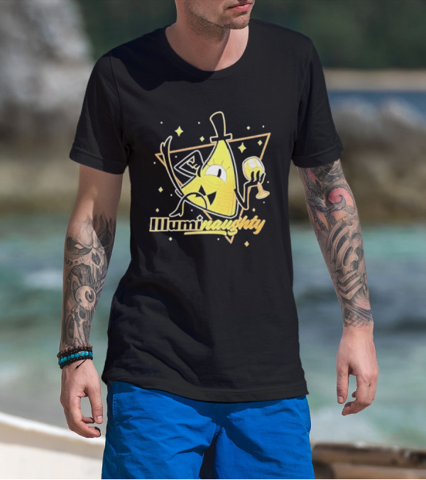 Illuminati Illuminaughty Triangle Cartoon With Wine Glass T-Shirt