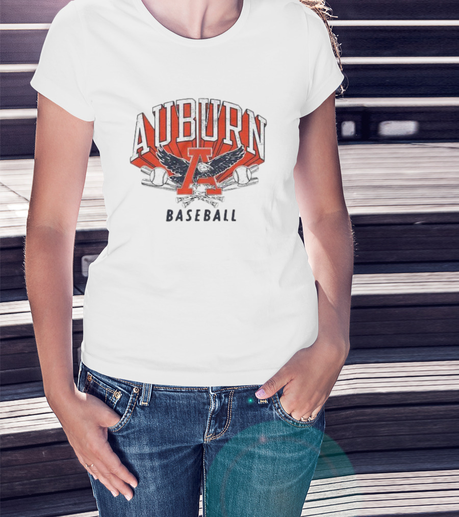 Auburn University Baseball Eagle Logo With Bats And Baseballs T-Shirt
