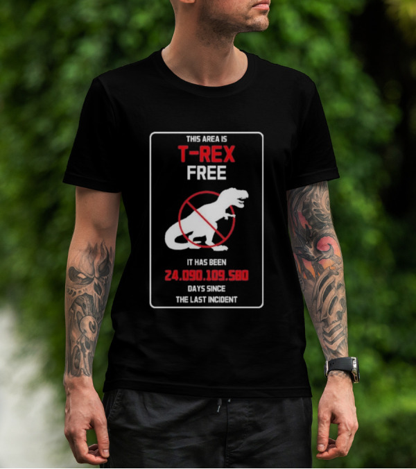 This Area Is T-rex Free It Has Been 24,090,109,580 Days Since The Last Incident T-Shirt