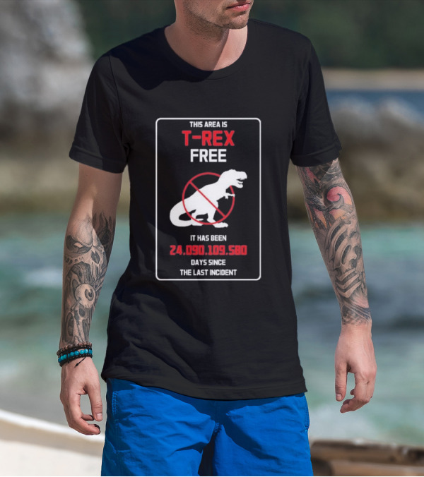 This Area Is T-rex Free It Has Been 24,090,109,580 Days Since The Last Incident T-Shirt