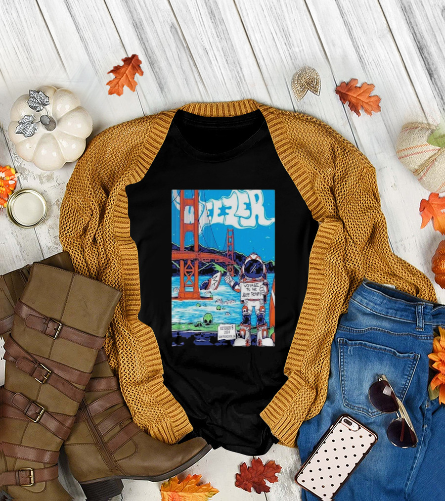 Weezer Voyage to the Blue Planet Golden Gate Bridge October 9 2024 San Francisco Ca T-Shirt