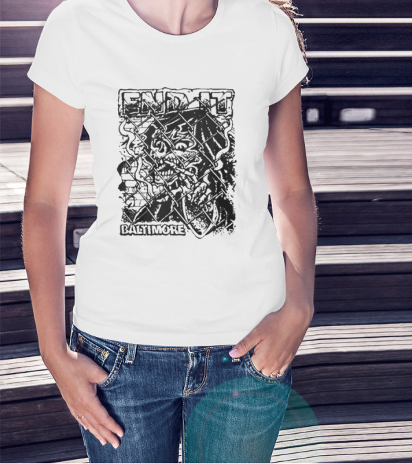End It Baltimore Skull Behind Fence T-Shirt